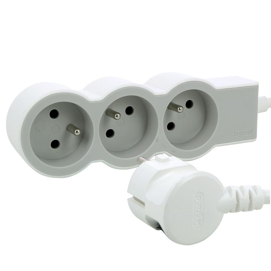 Contactdoos standaard 3xPA met 1,5m. wit-grijs VVE=10