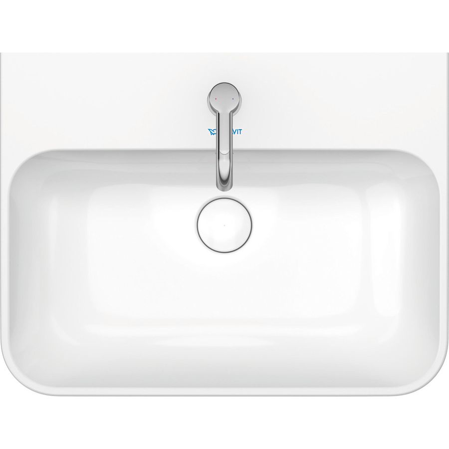 HAPPY D.2 PLUS #236060 opzetwastafel 600mm wit met kraangat met overloop geslepen onderzijde
