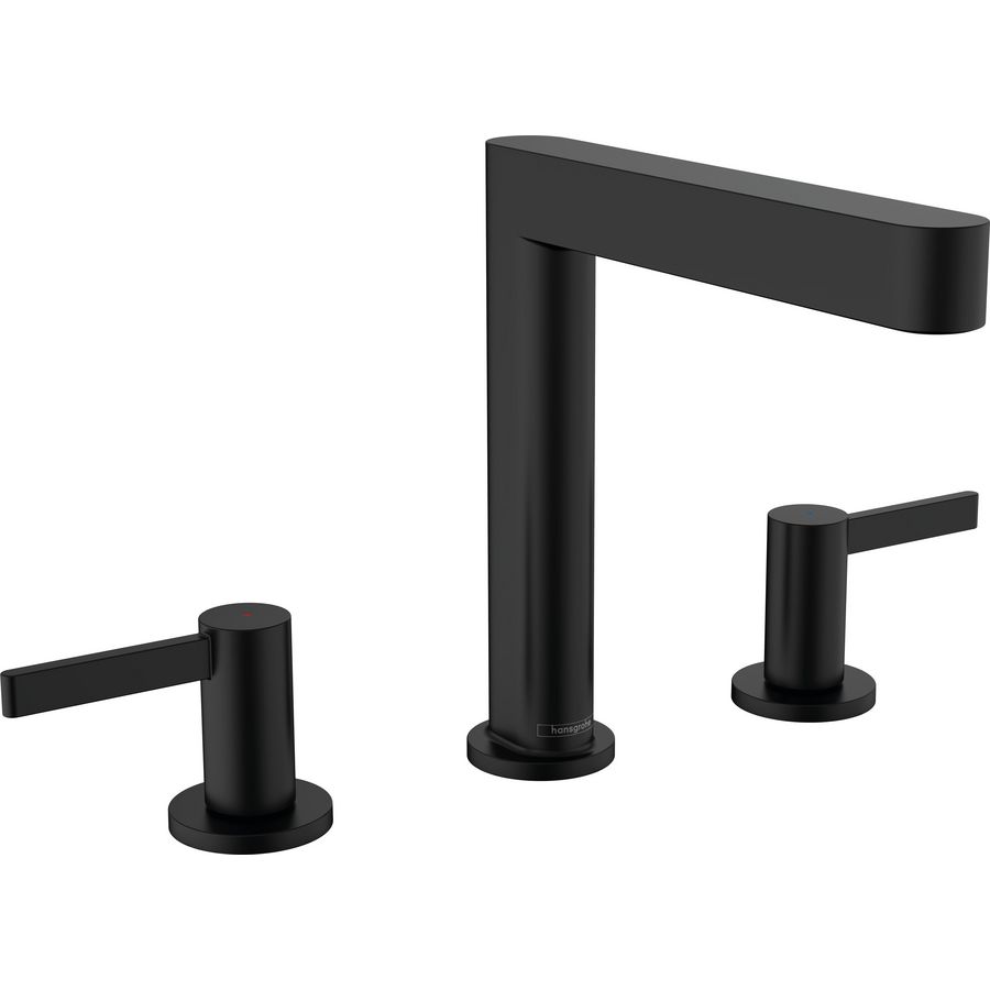 Finoris 3-gats wastafelmengkraan 160 mat zwart sprong 169mm incl. push-open plug 1.1/4"