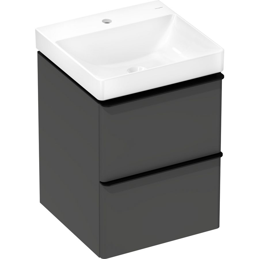 Badmeubel Xelu Q set DMG 480/475 2 lades fontein greep mat zwart