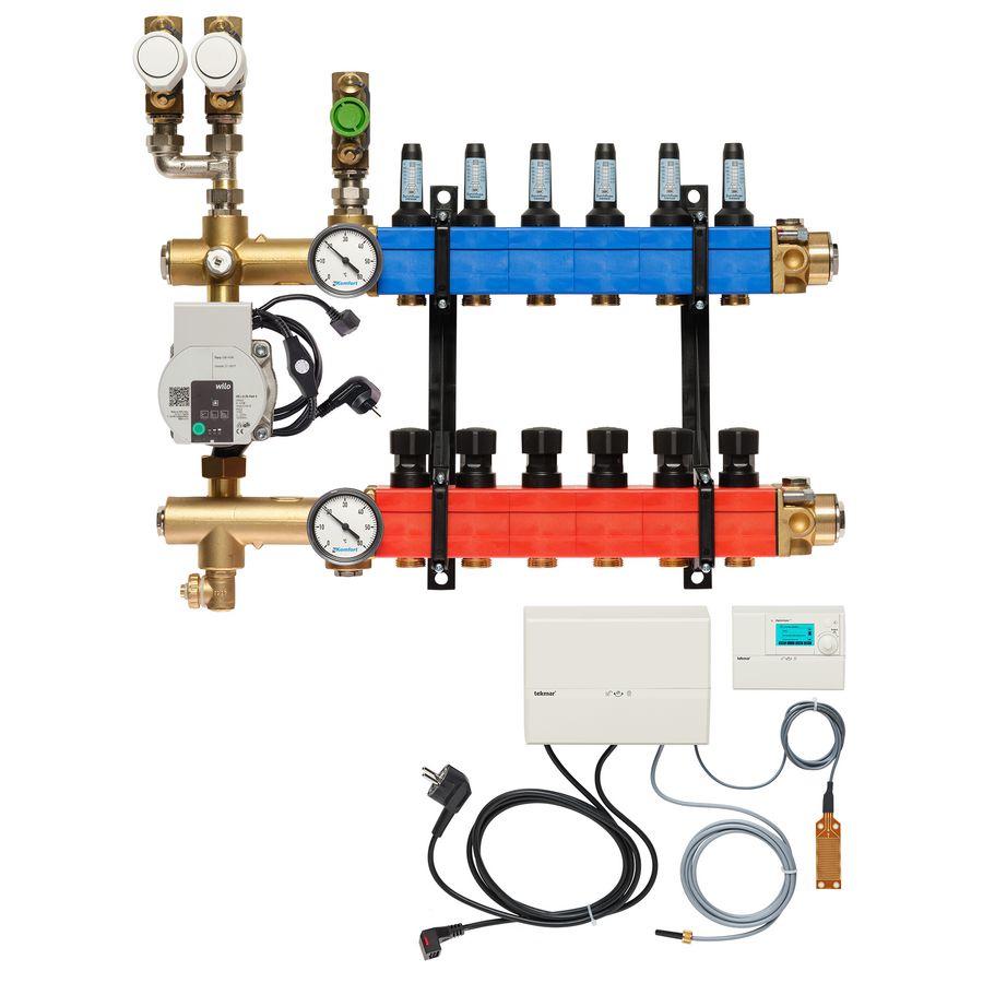 Vloerverw.verdeler 4851 3-pijps E-pomp BA. 10-145l/u 6-groeps