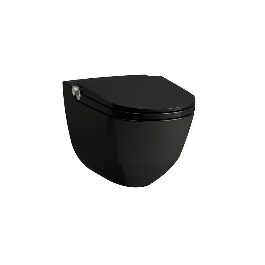 CLEANET RIVA douchecloset wandmodel 60cm randloos glanzend zwart incl. afstandsbediening+softclose zitting QR