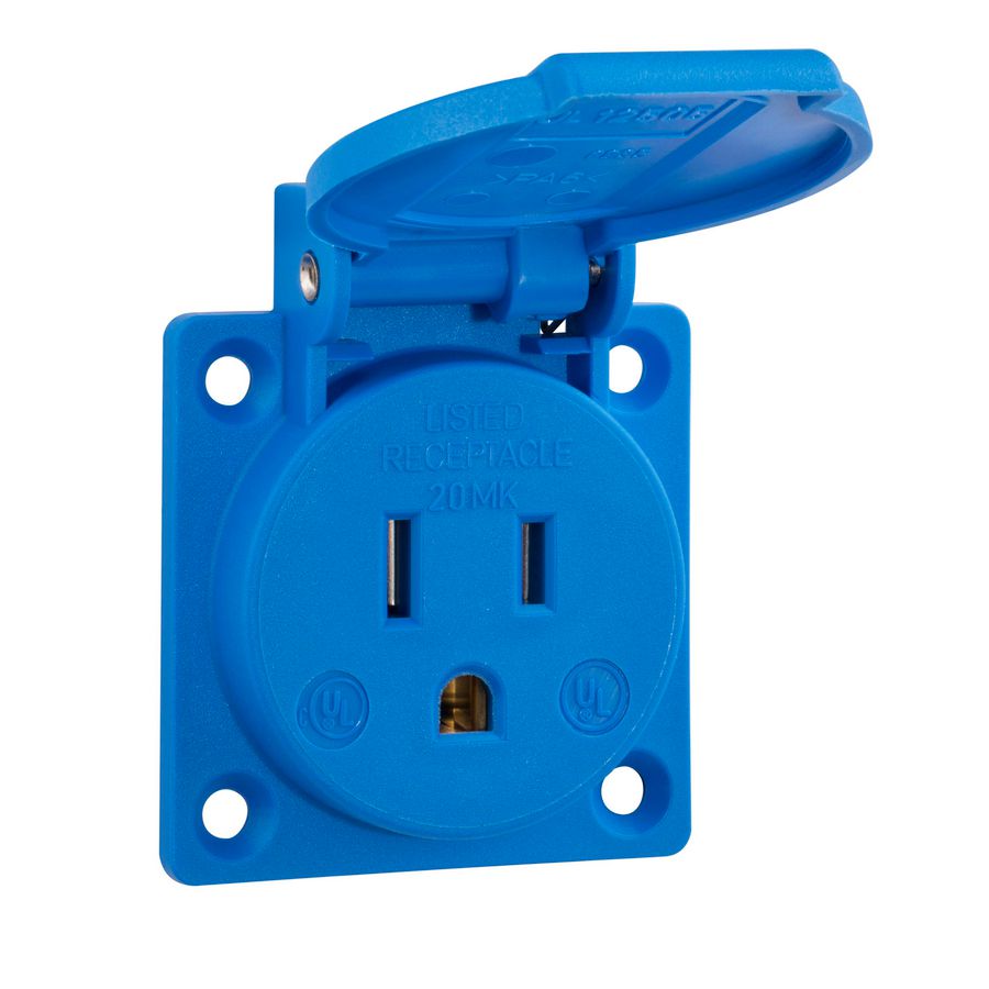 Inbouwcontactdoos geaard USA/Canada blauw 125 V/15 A VVE=100