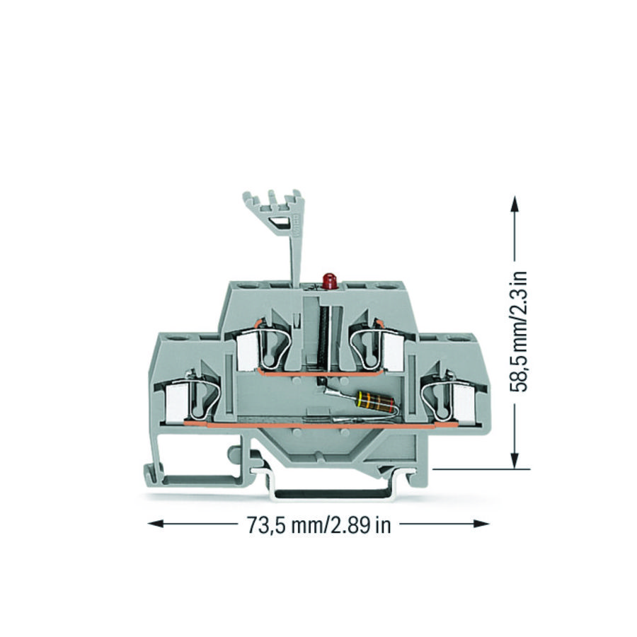 Moduleklem 2-etage LED rood grijs 281-634/281-434 VVE=50