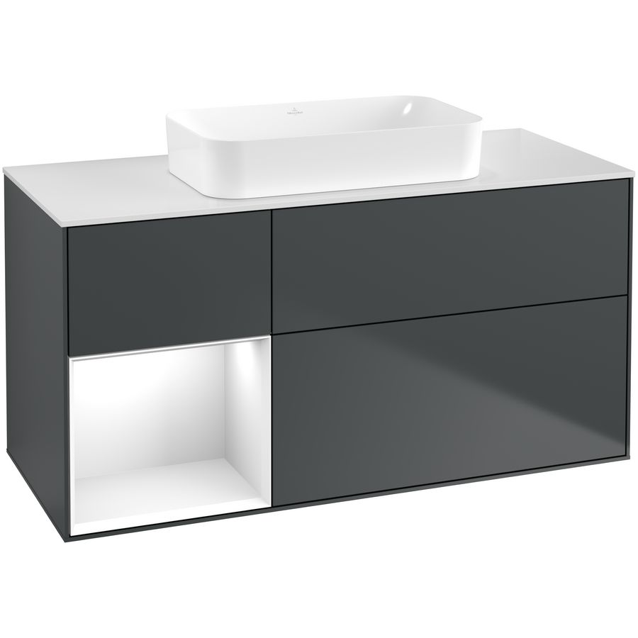 Wastafelonderkast Finion 1200x603x501mm Mid.Blue Matt Lacquer F701GFHG