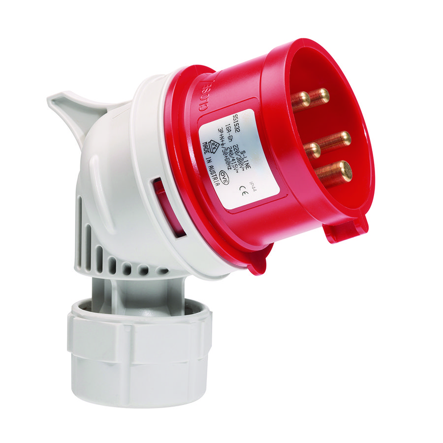 Stekker CEE L-vormig IP44 16A 5P 400V 6h rood VVE=10