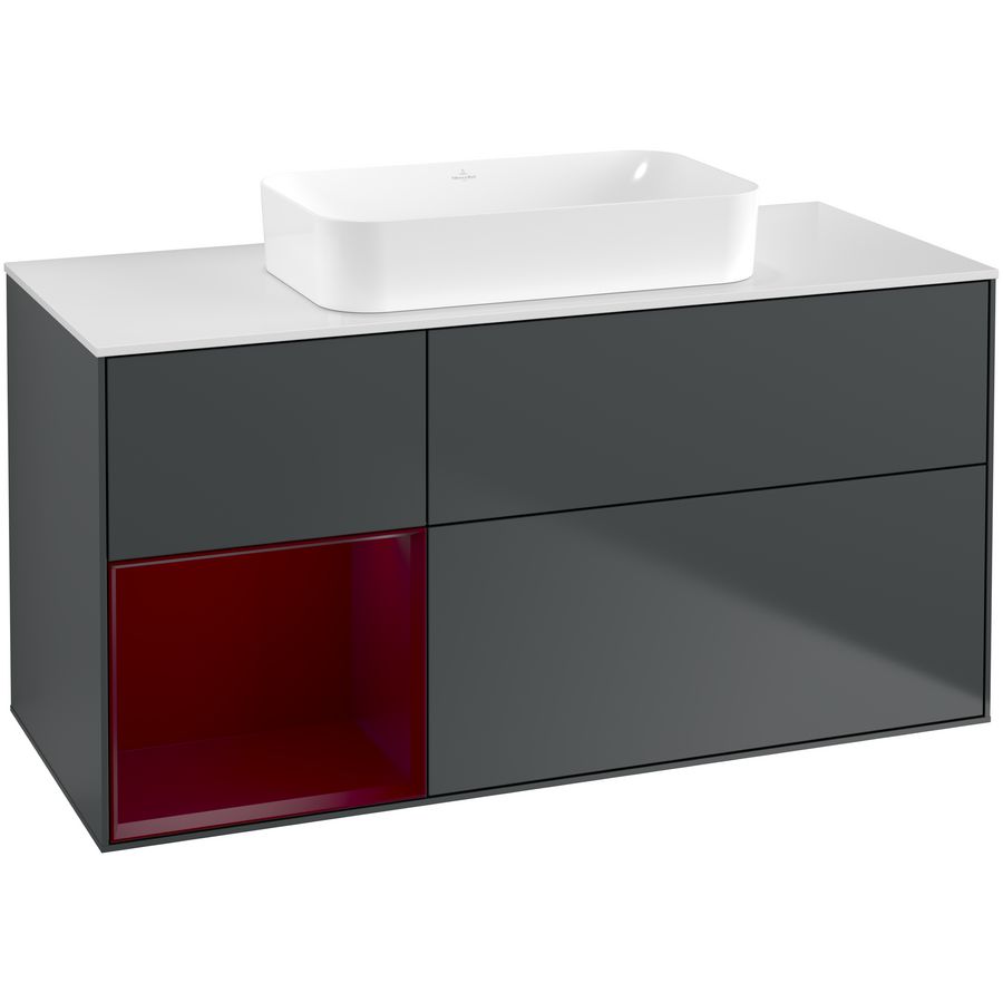 Wastafelonderkast Finion 1200x603x501mm Mid.Blue Matt Lacquer F701HBHG