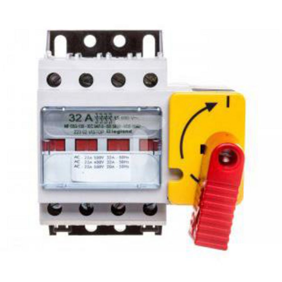 Lastschakelaar 3-polig 32A frontaal rood