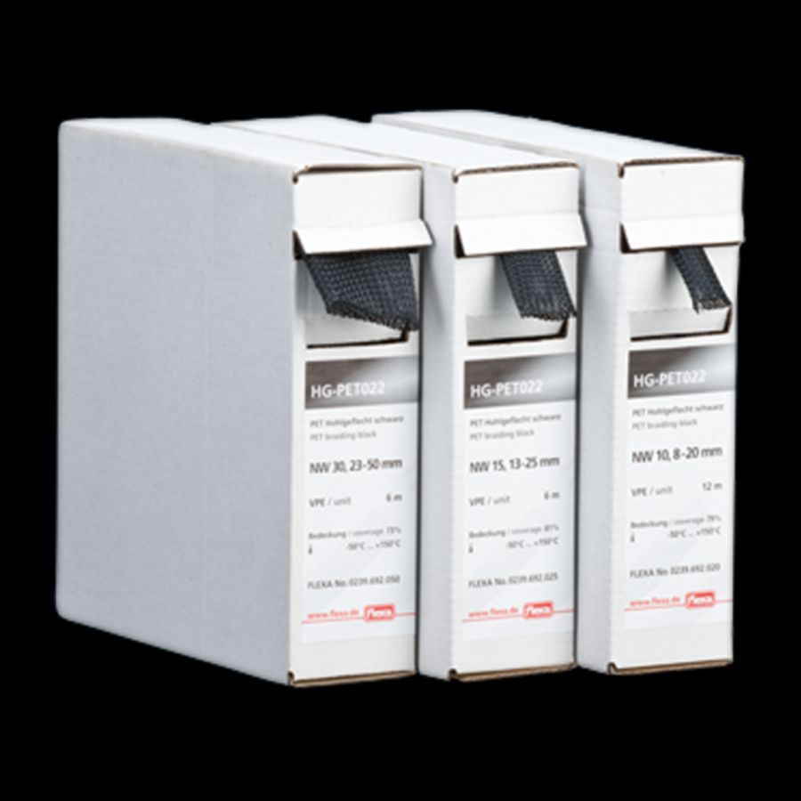 Doos a 15m. Gevlochten beschermslang Ø5mm zwart