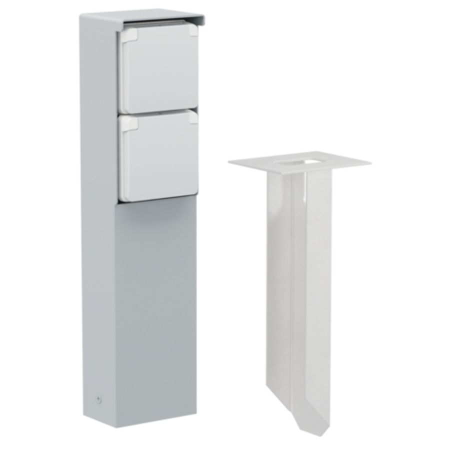 Spuitwaterdichte tuinpaal 2voudig stopcontact grondpin grijs