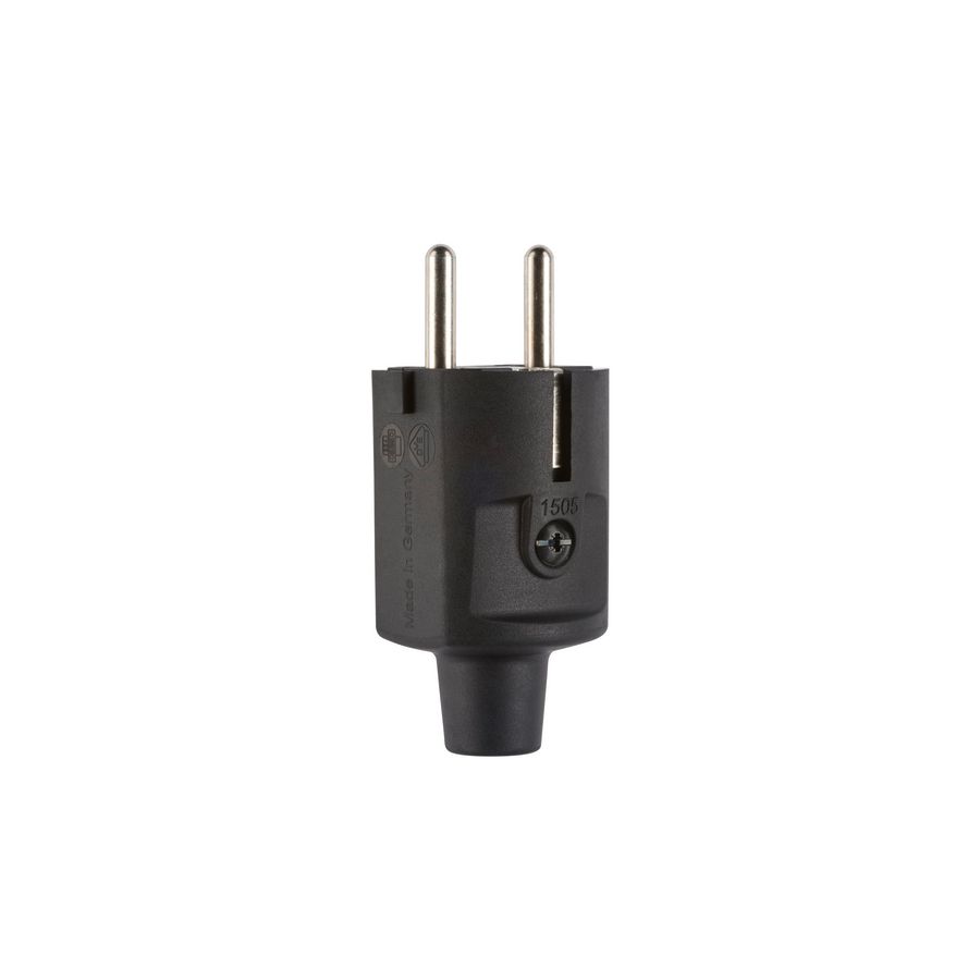 Stekker geaard compact SCHUKO TPE zwart IP20 type 1505