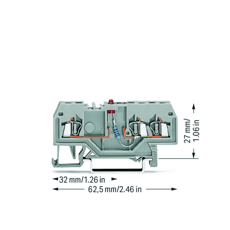Moduleklem 3-draads LED rood grijs 279-674/281-413 VVE=100
