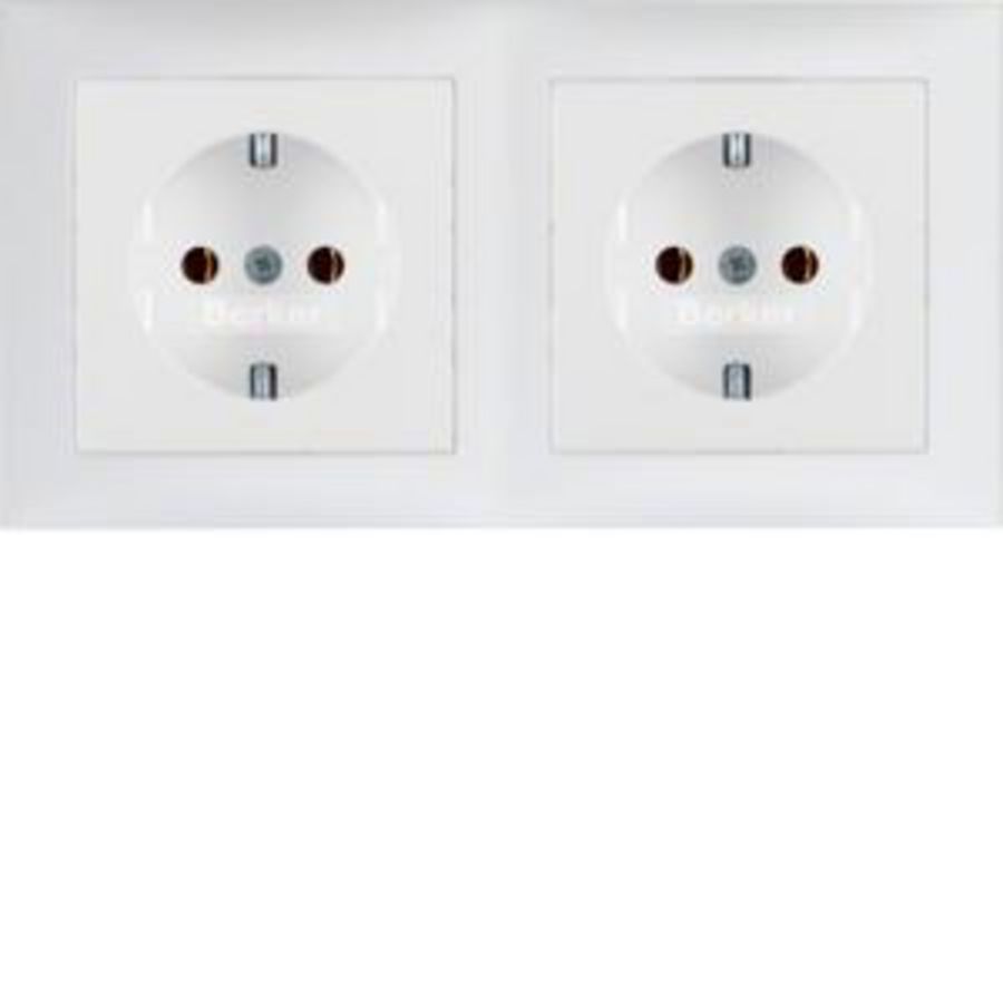 Wandcontactdoos RA 2-v afdekraam berker S.1 polarwit mat