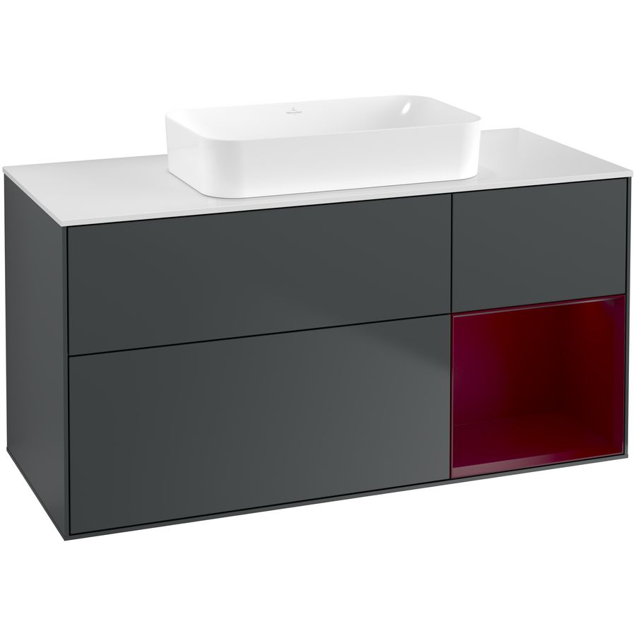 Wastafelonderkast Finion 1200x603x501mm Mid.Blue Matt Lacquer F711HBHG