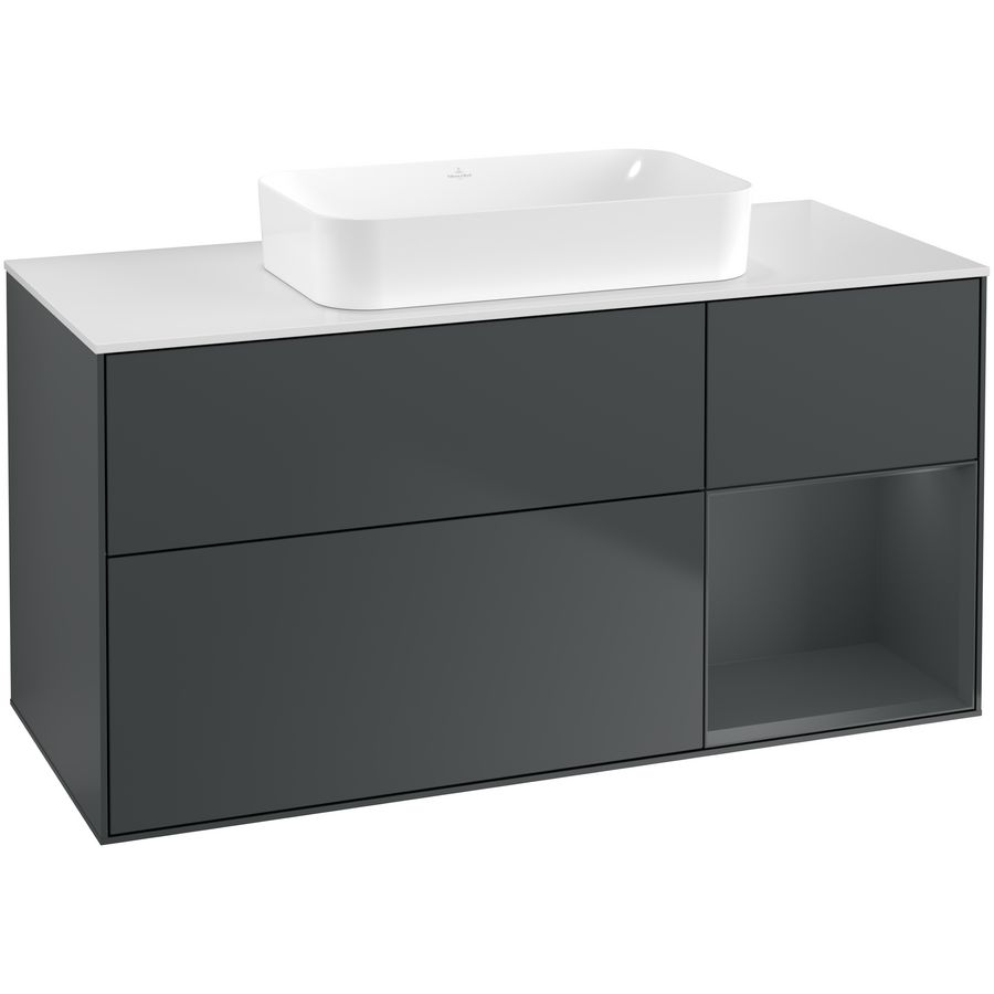 Wastafelonderkast Finion 1200x603x501mm Mid.Blue Matt Lacquer F711HGHG