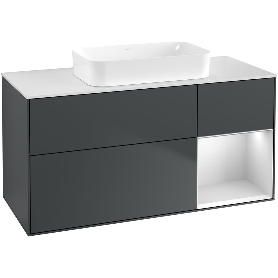 Wastafelonderkast Finion 1200x603x501mm Mid.Blue Matt Lacquer F711MTHG