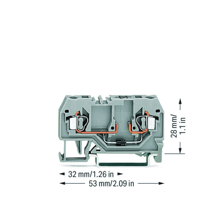 Moduleklem 2-draads met diode 1N4007 280-915/281-411 VVE=100