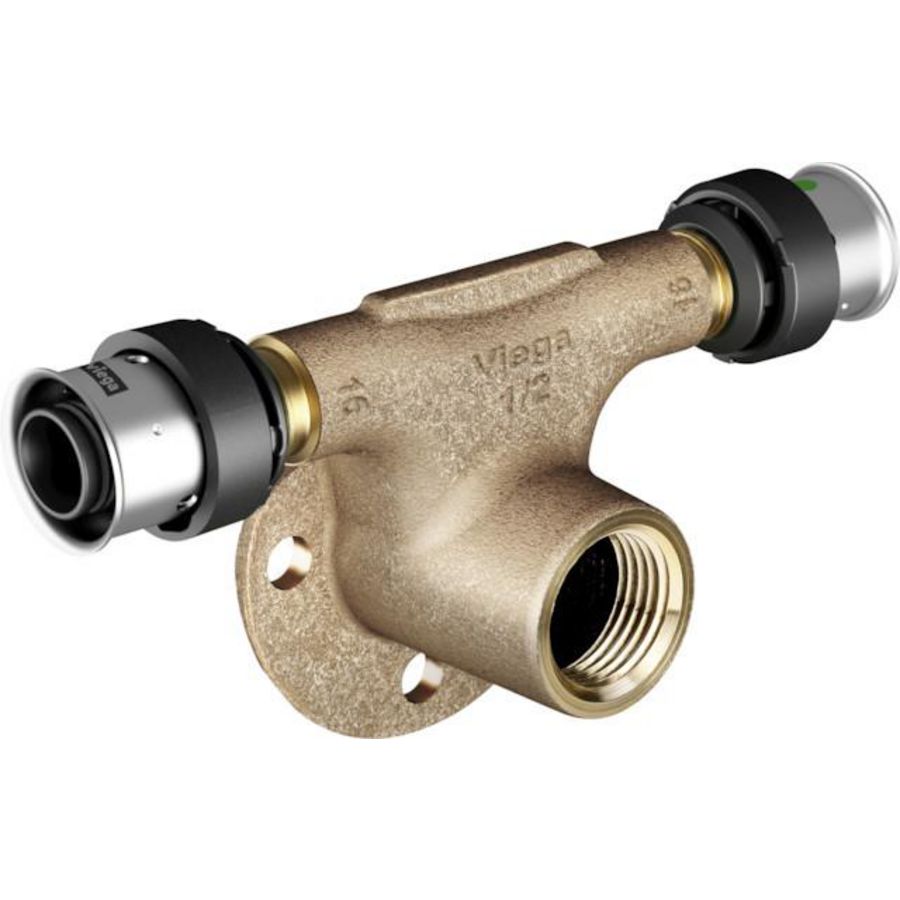 Muurplaat-T-koppeling SMARTPRESS 16x1/2" bn. brons 67243