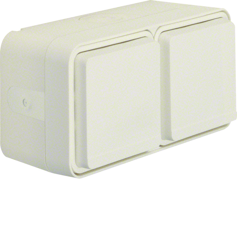 Wandcontactdoos 2-voudig horizontaal (#4)+behuizing W.1 p.wi