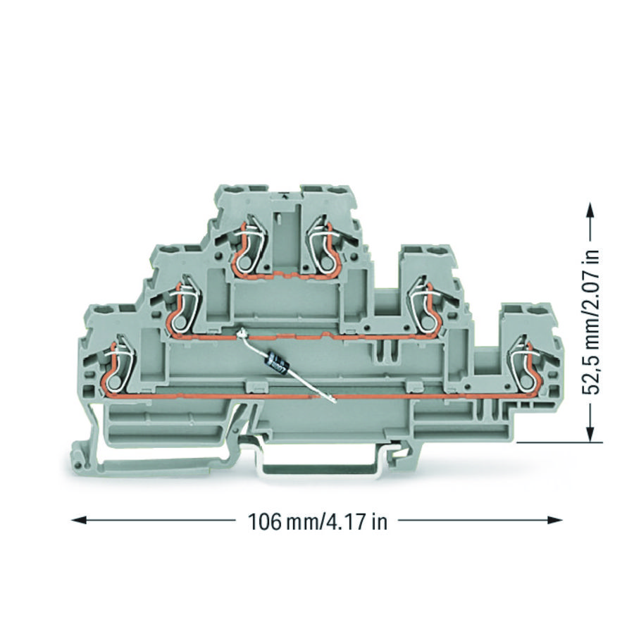 Moduleklem 3-etage diode 1N4007 grijs VVE=50