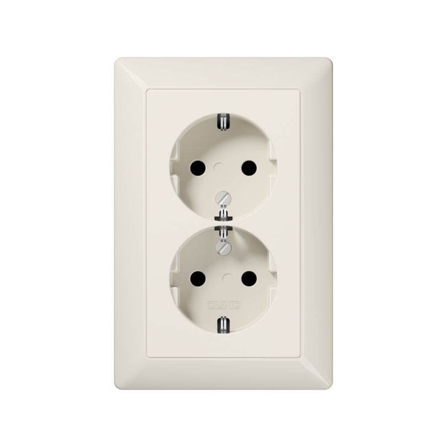 Wandcontactdoos wit 2-voudig met randaarde AS500