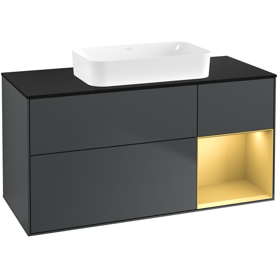 Wastafelonderkast Finion 1200x603x501mm Mid.Blue Matt Lacquer F712HFHG