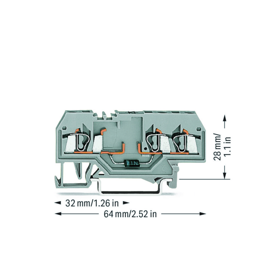 Moduleklem 3-draads met diode 1N4007 280-673/281-411 VVE=100