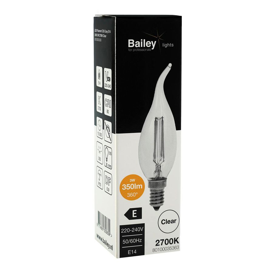 LED-lamp C35 Cosy CL FIL E14 3W 32W 350lm 827 helder