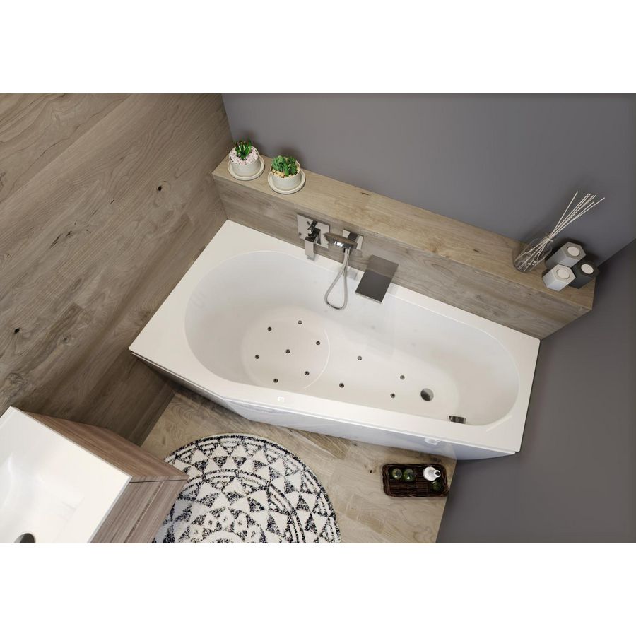 Whirlpool Delta Rihopool 160x80cm systeem AIR rechts hoogglans wit