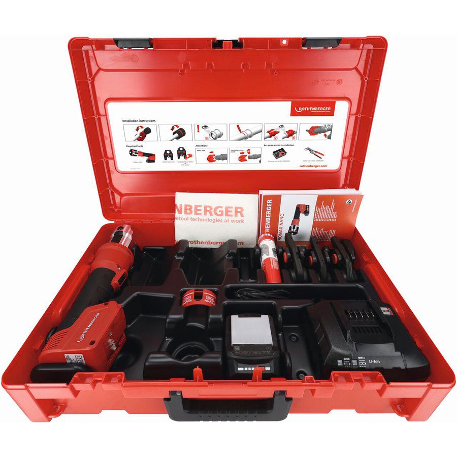 Set accu-perstang ROMAX NANO incl. iJAWS persbekken U 16-20-25mm incl. accu 18V/2Ah CAS