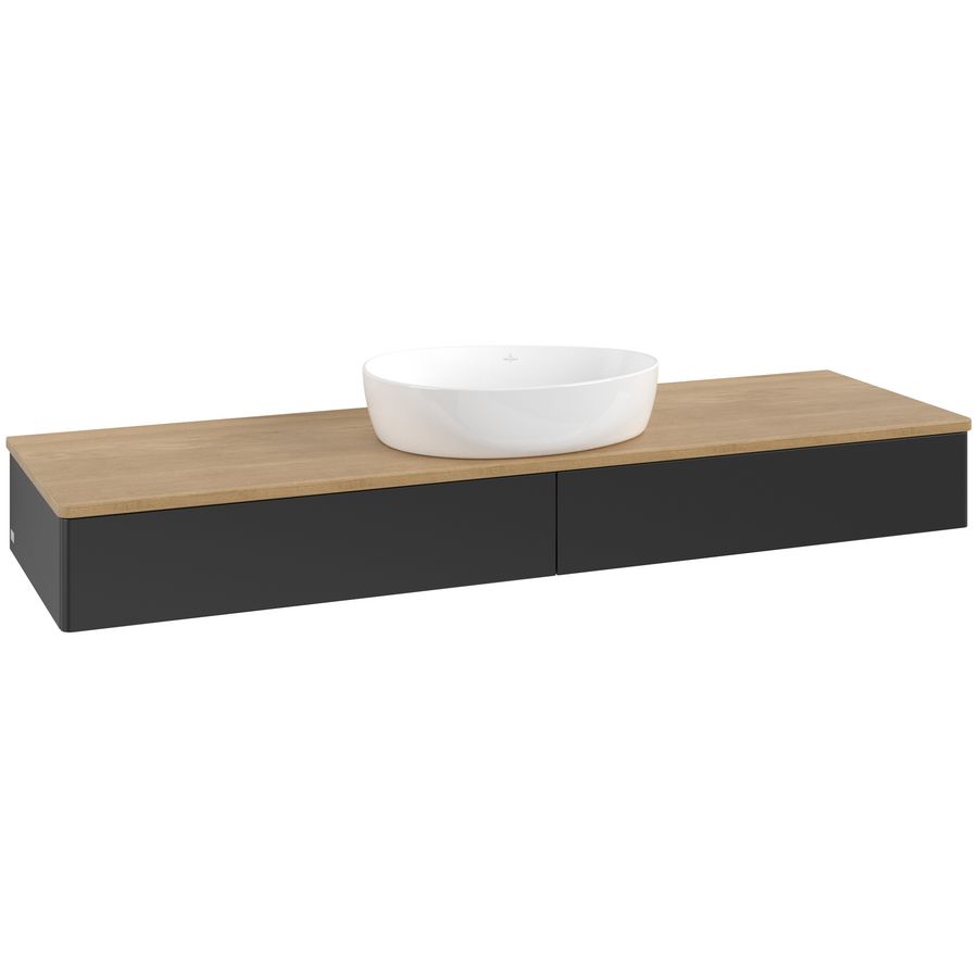 Wastafelonderkast Antao 1600x190x500mm Black Matt Lacquer K14011PD