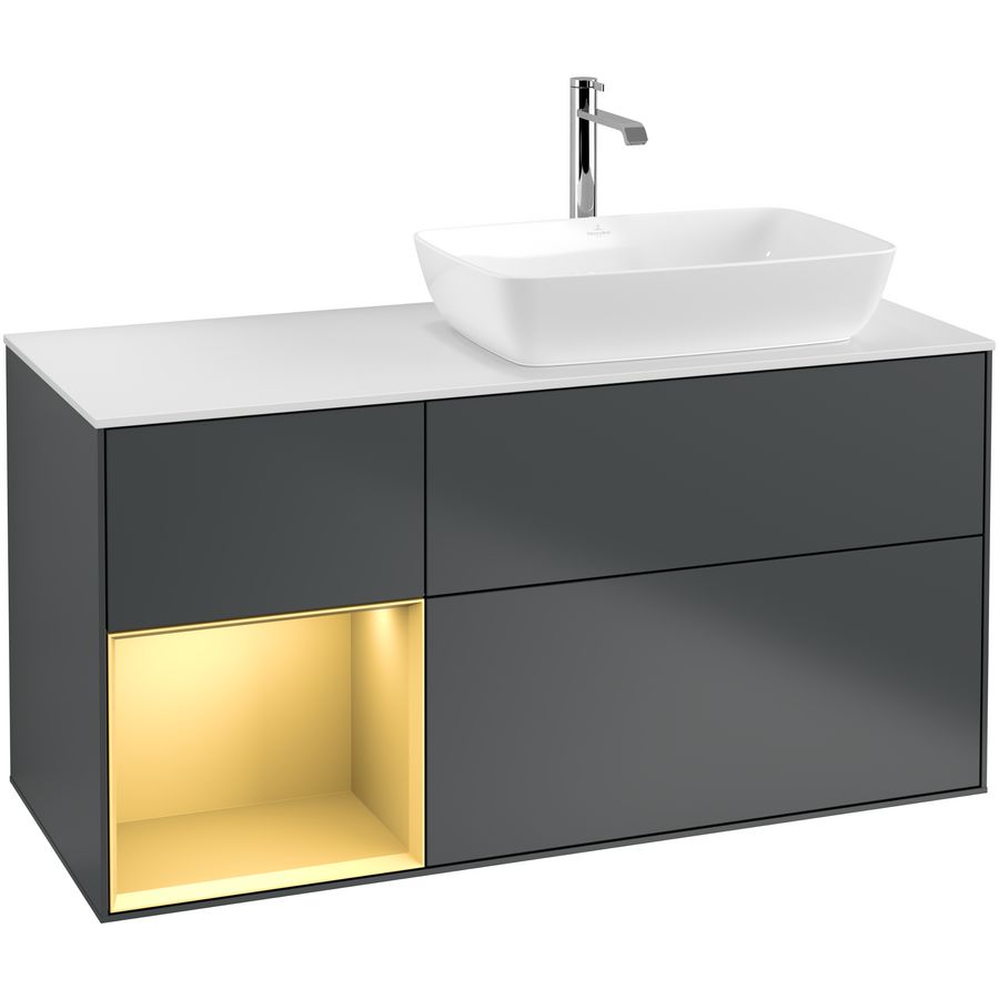 Wastafelonderkast Finion 1200x603x501mm Mid.Blue Matt Lacquer F801HFHG