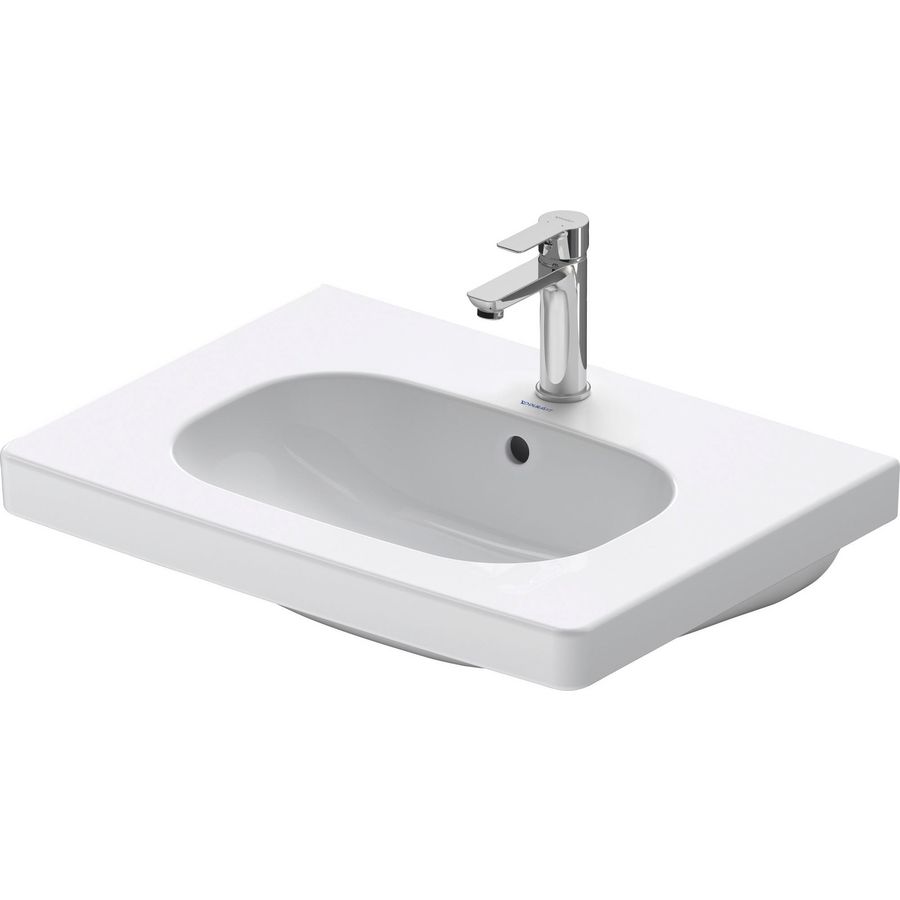 D-CODE #034265 wastafel 650mm wit met kraangat met overloop