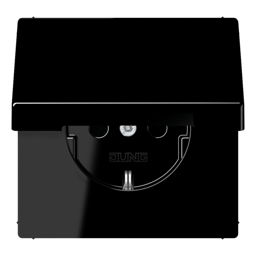 Wandcontactdoos zwart m. R/A ki.bev.& klapd. LS990
