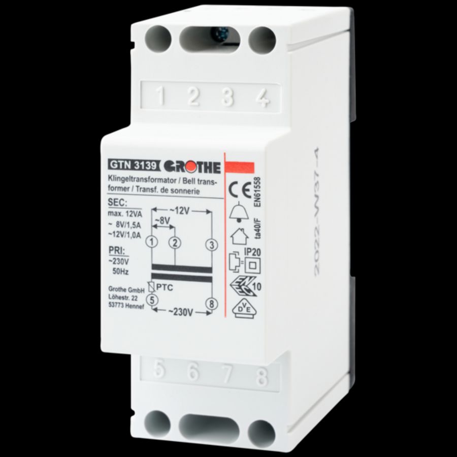 Beltrafo 8/12Vac kortstondige belasting reset-functie 710039