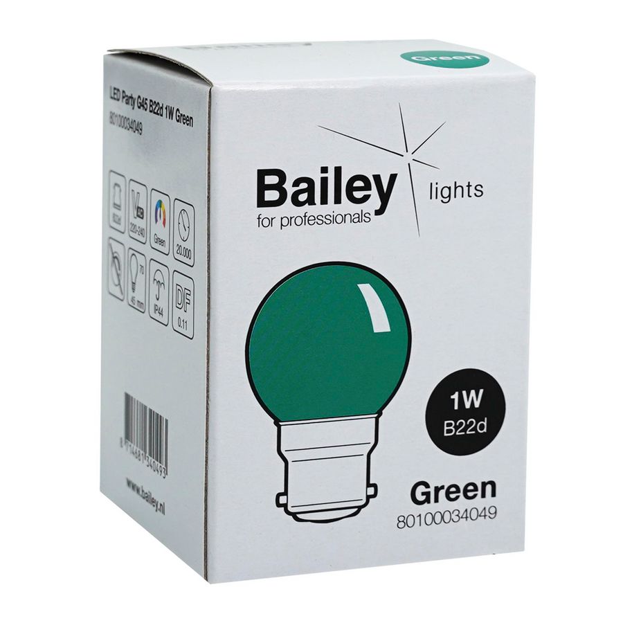 LED-lamp G45 party B22d 1W groen