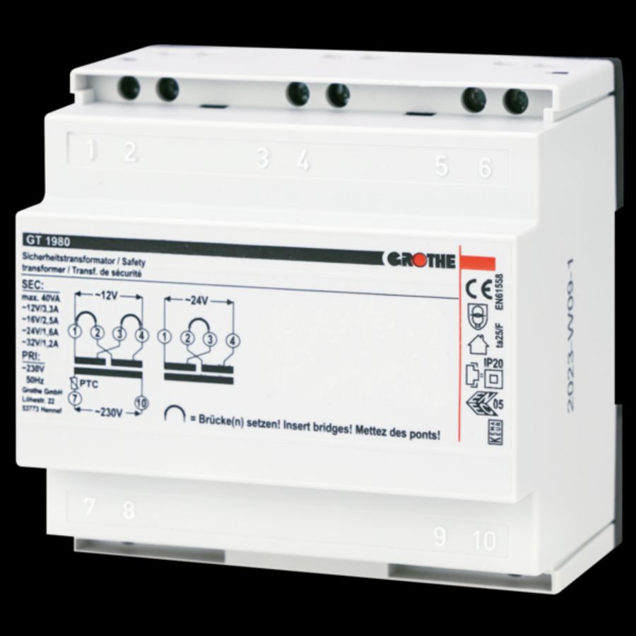Veiligheidsbetrafo 12/24Vac voor continu-belasting