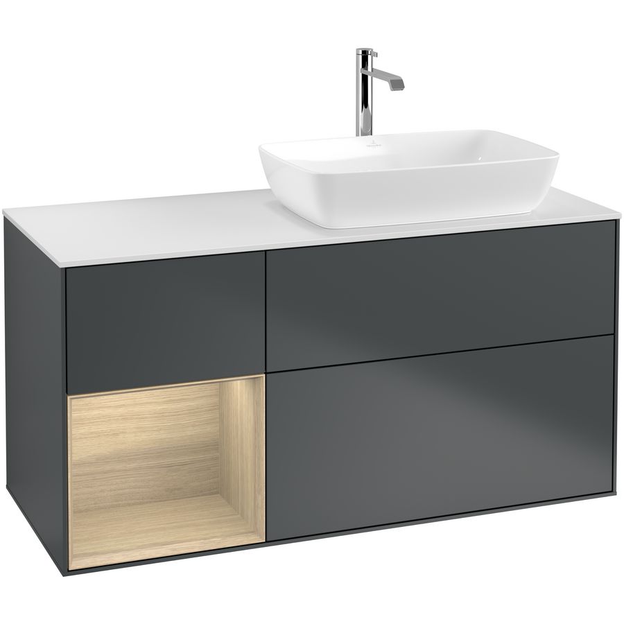 Wastafelonderkast Finion 1200x603x501mm Mid.Blue Matt Lacquer F801PCHG