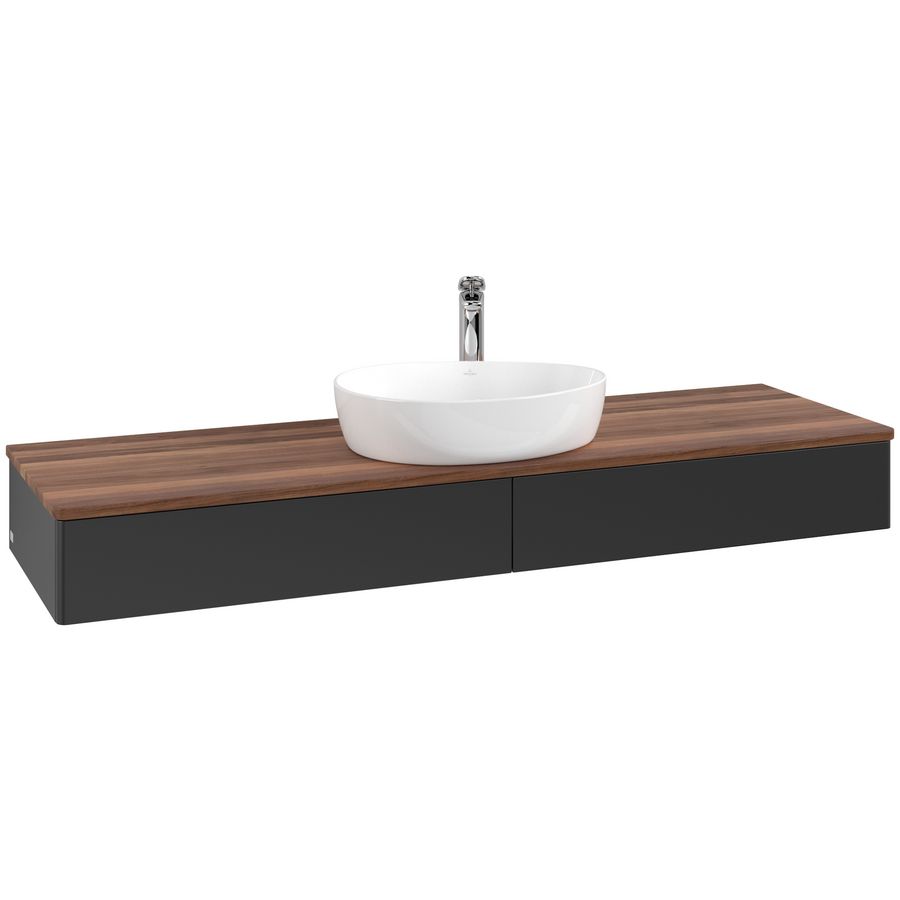 Wastafelonderkast Antao 1600x190x500mm Black Matt Lacquer K14052PD