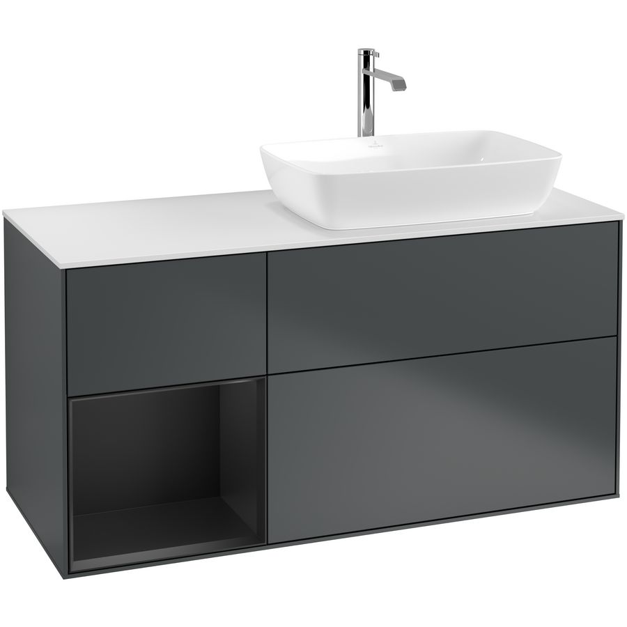 Wastafelonderkast Finion 1200x603x501mm Mid.Blue Matt Lacquer F801PDHG
