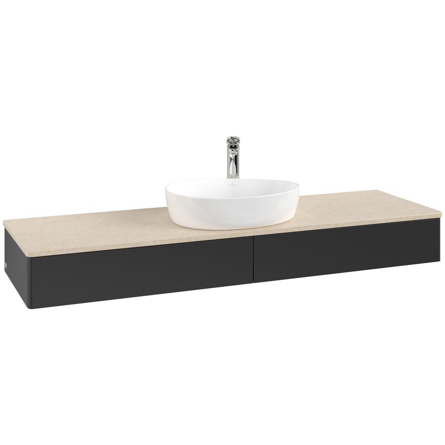 Wastafelonderkast Antao 1600x190x500mm Black Matt Lacquer K14053PD
