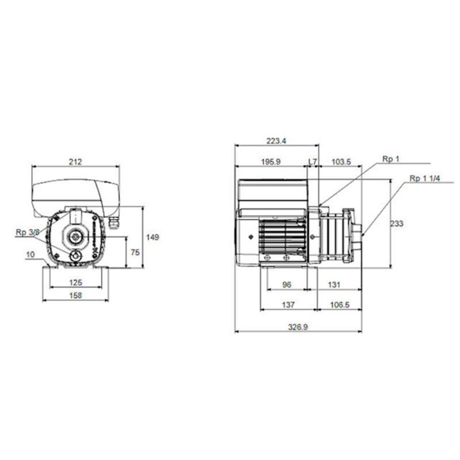 Centrifugaalpomp CME5-3 A-R-A-E-AQQE U-A-D-N 1x230V HR