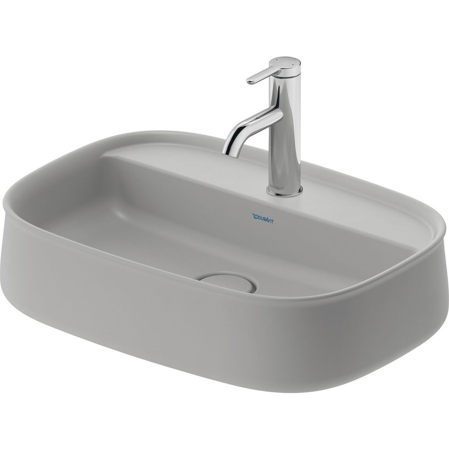 Zencha #237455 Opzetwastafel Grijs Zijdemat 550mm geslepen met kraangat