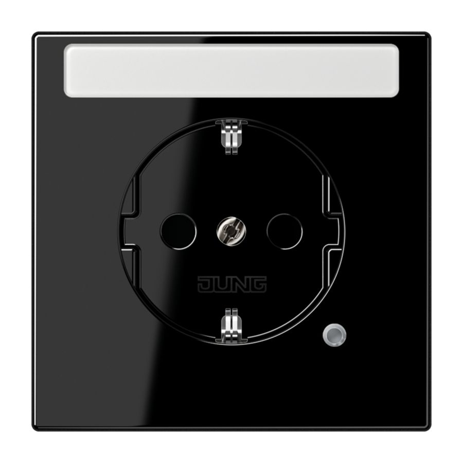 Wandcontactdoos zwart m.R/A tekstvast&glimlamp LS990
