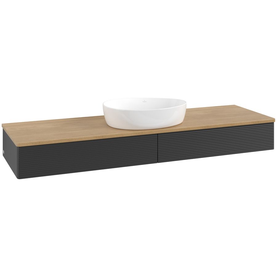 Wastafelonderkast Antao 1600x190x500mm Black Matt Lacquer K14111PD