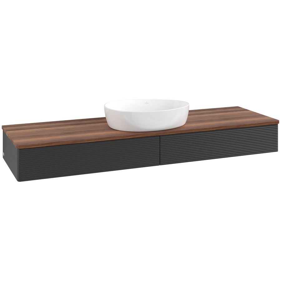 Wastafelonderkast Antao 1600x190x500mm Black Matt Lacquer K14112PD