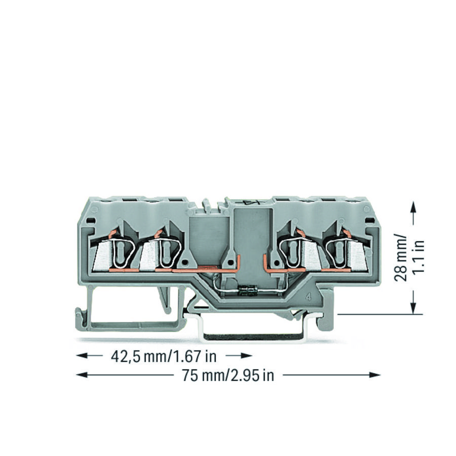 Moduleklem 4-draads+diode 1N4007 gri 280-815/281-410 VVE=100