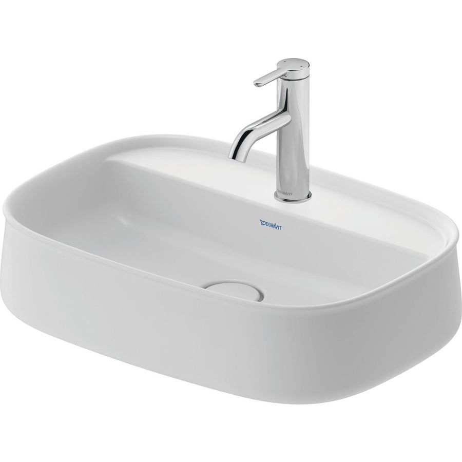 Zencha #237455 Opzetwastafel wit Zijdemat 550mm geslepen met kraangat
