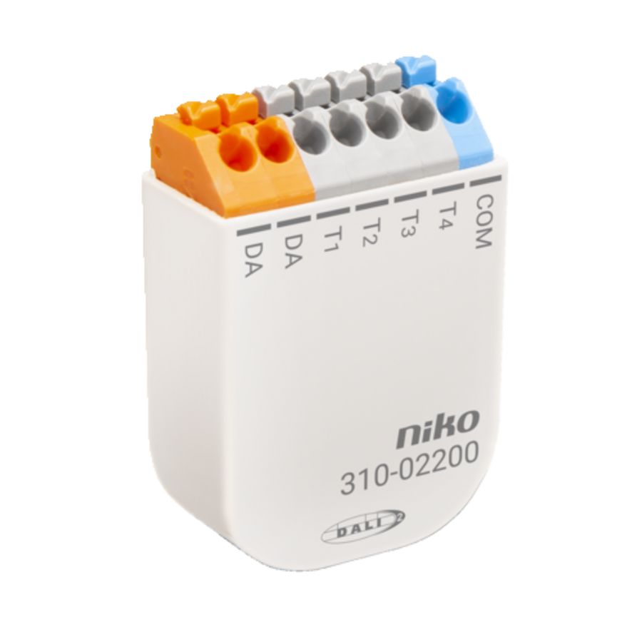 DALI-2-drukknopinterface met vier potentiaalvrije inputs