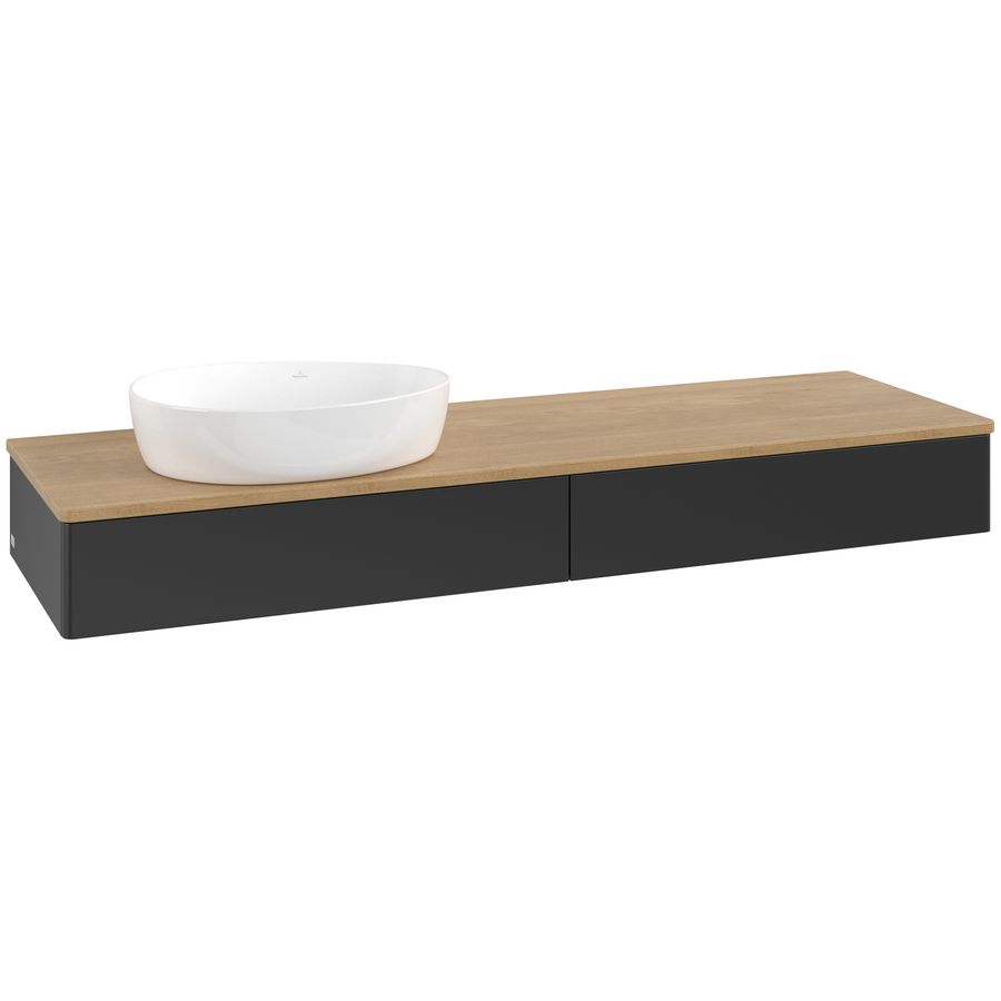Wastafelonderkast Antao 1600x190x500mm Black Matt Lacquer K15011PD
